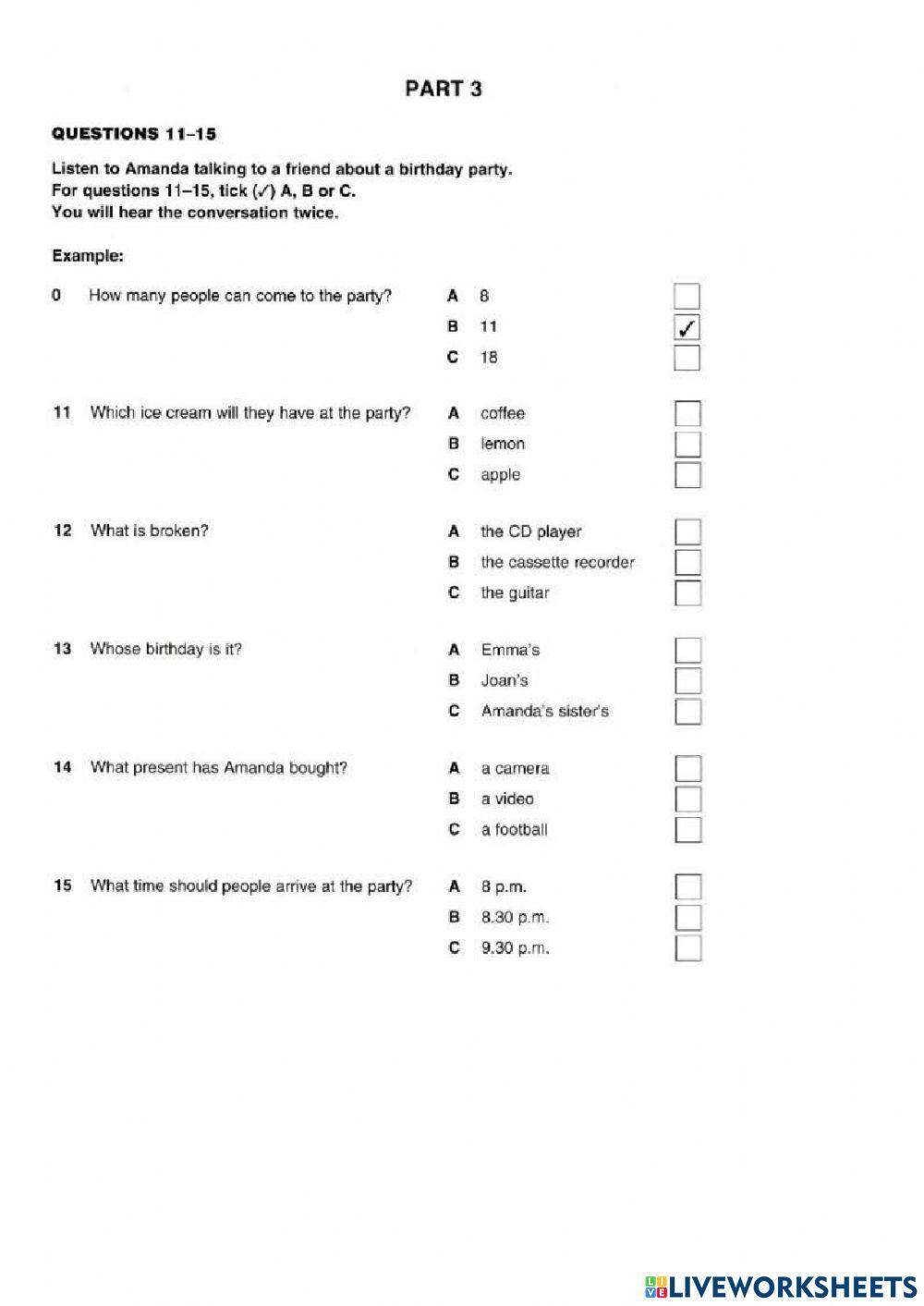 PET Reading and Listening