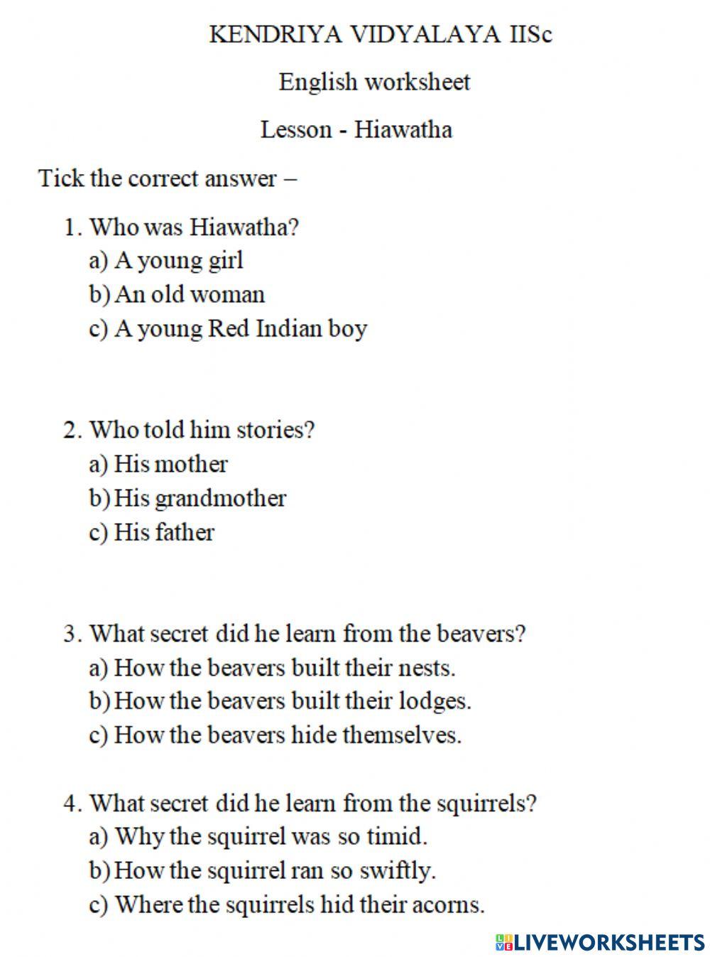 Hiawatha 5223108 KRISHNENDU Live Worksheets Hiawatha 5223108 KRISHNENDU Live Worksheets