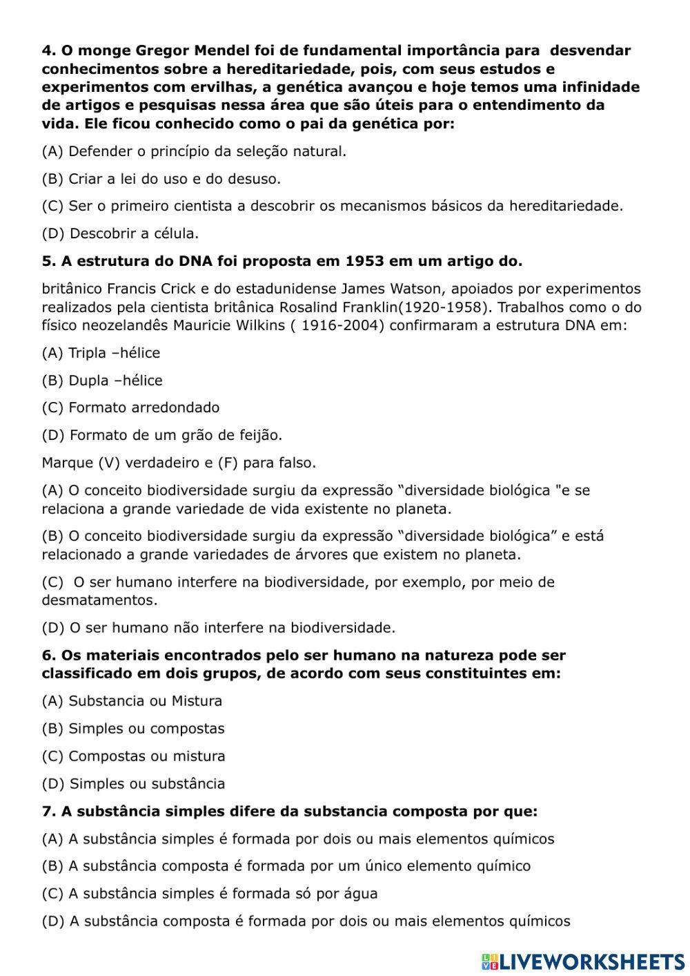 Ciências 9° ano 2021