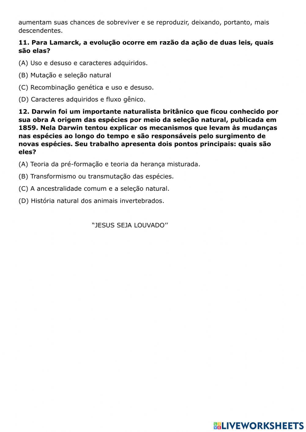 Ciências 9° ano 2021