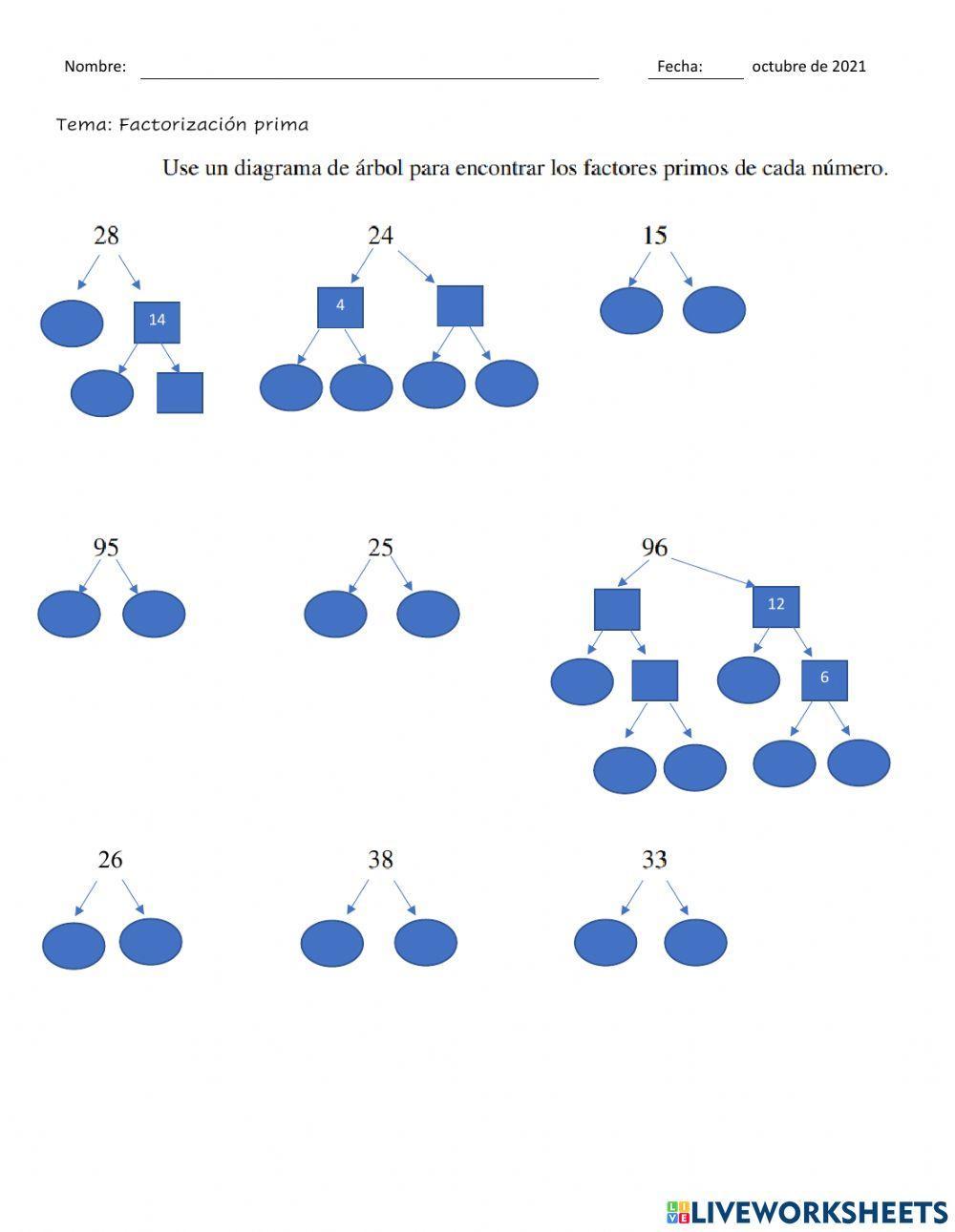 Assessment factorización prima