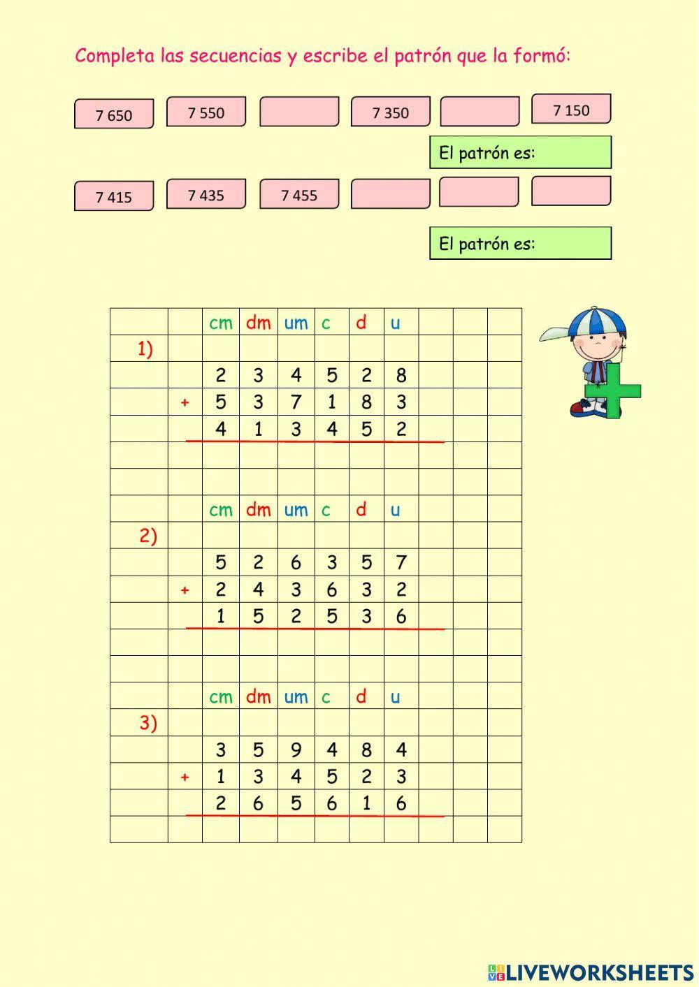 Suma - mayor que - menor que - orden de los números