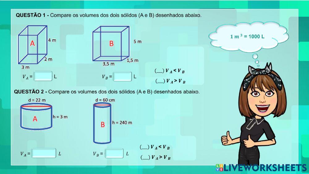 Volume de prisma e cilindro