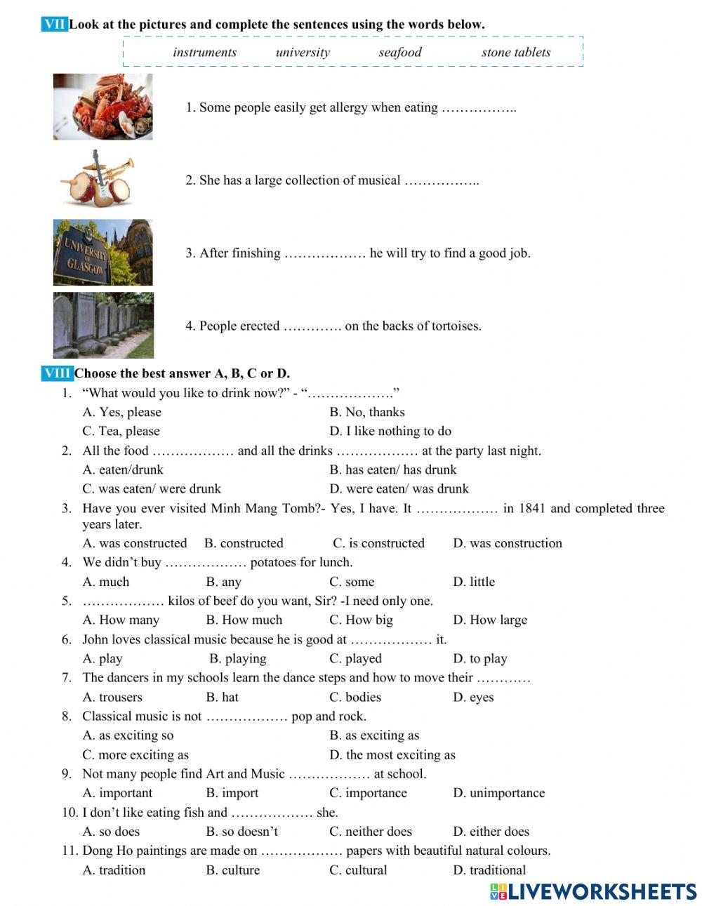 Test - Class 7 Review 3( Unit 4,5,6 - BASIC)