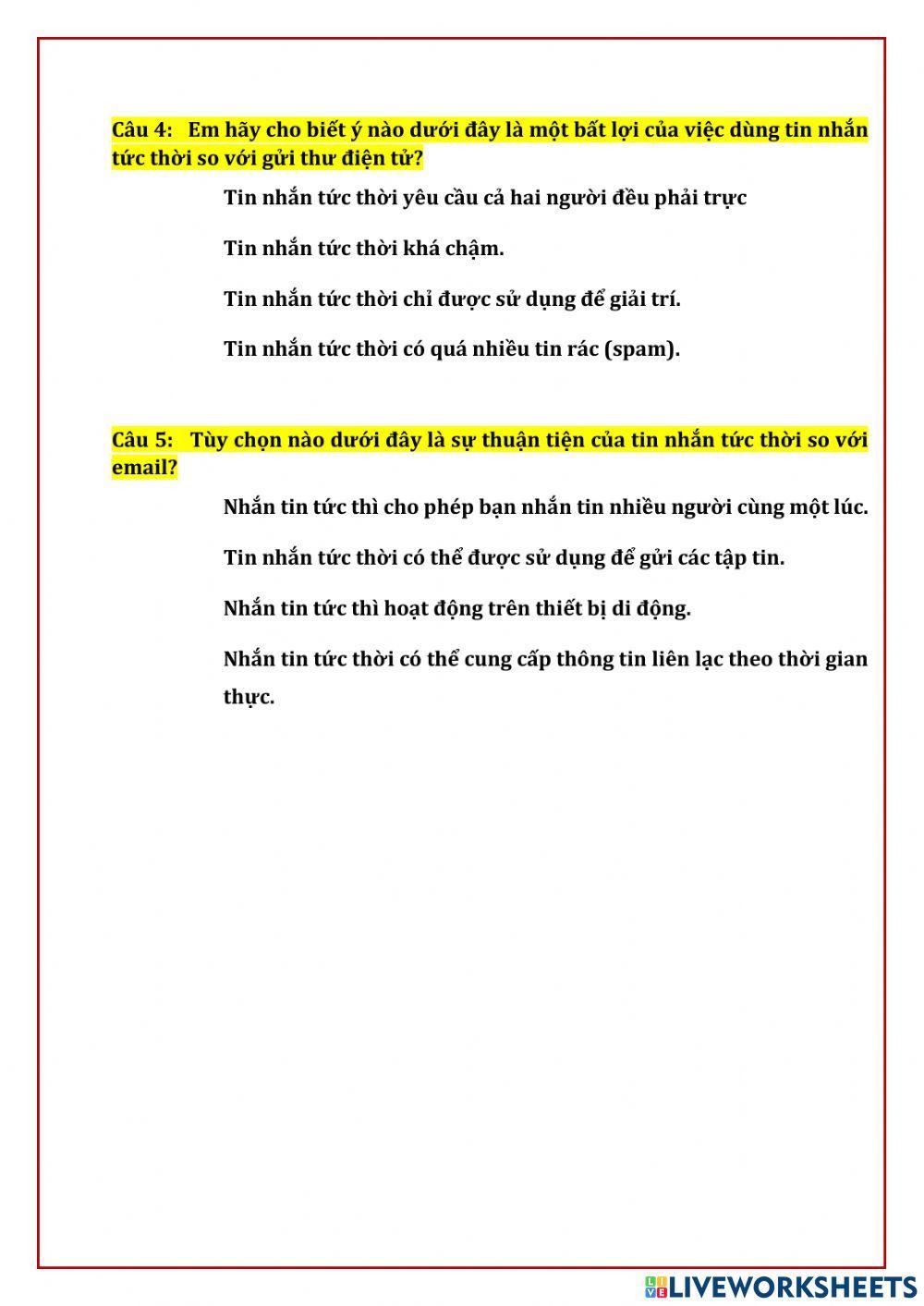 Khối 5 - Ôn tập Truyền thông