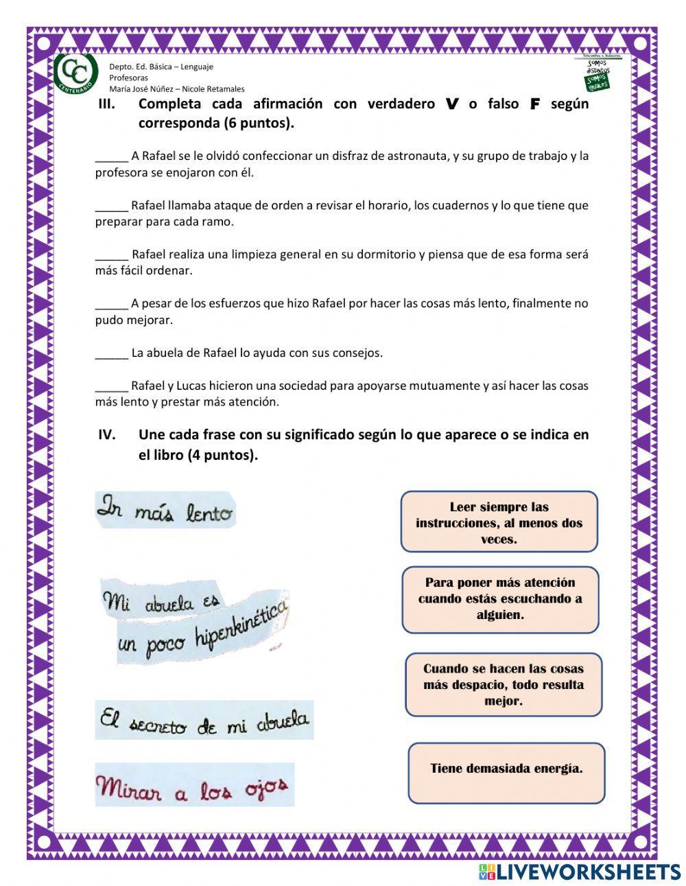 Evaluación vamos más lento