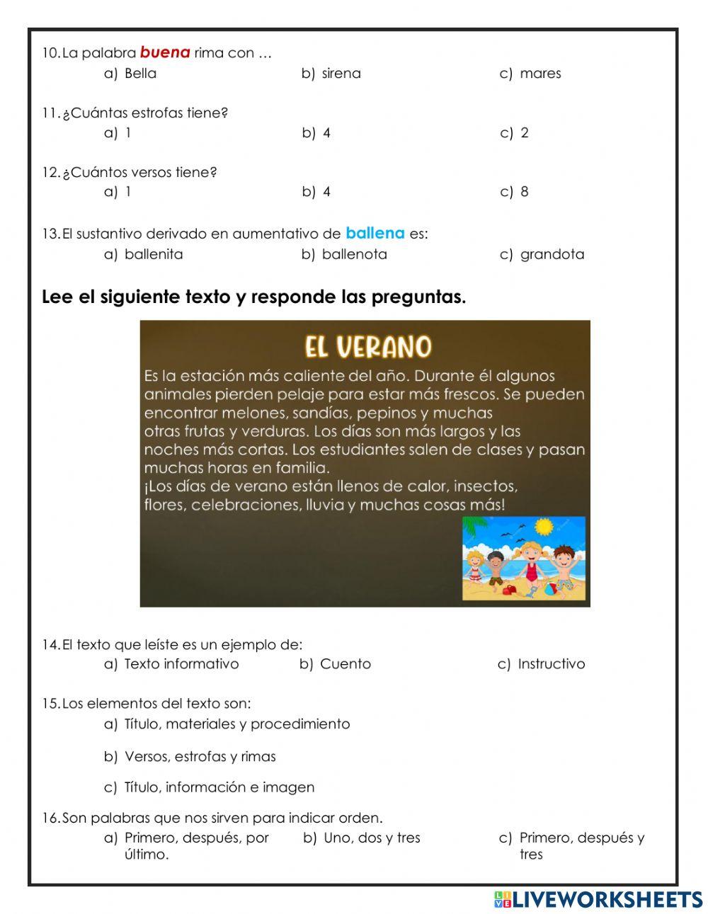 1° Cuestionario Español