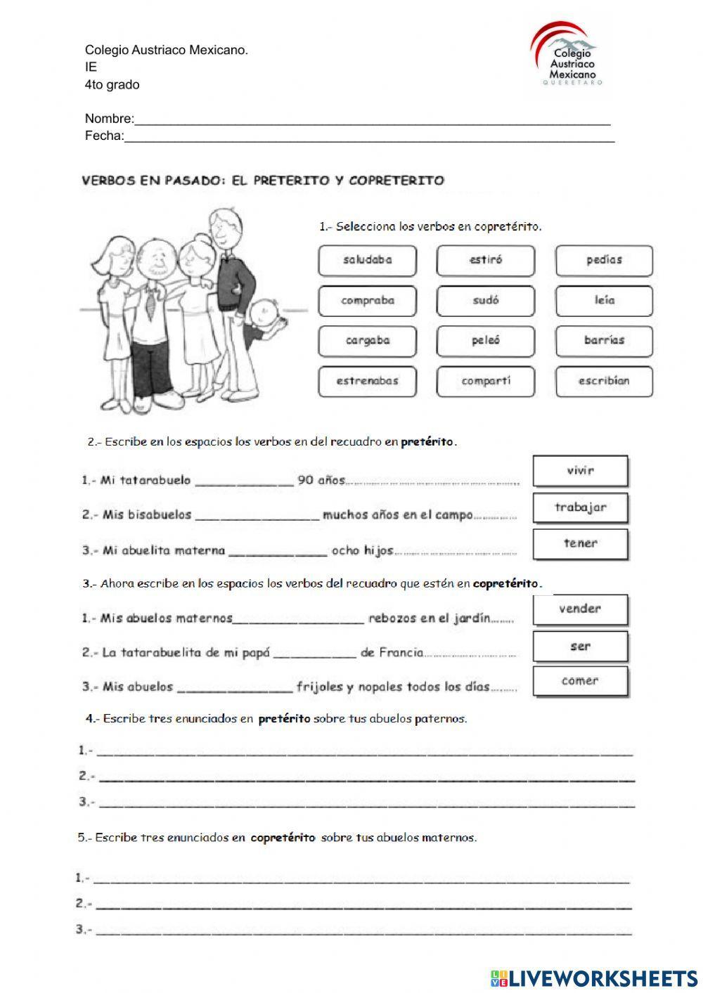 Verbos en pretérito y copretérito