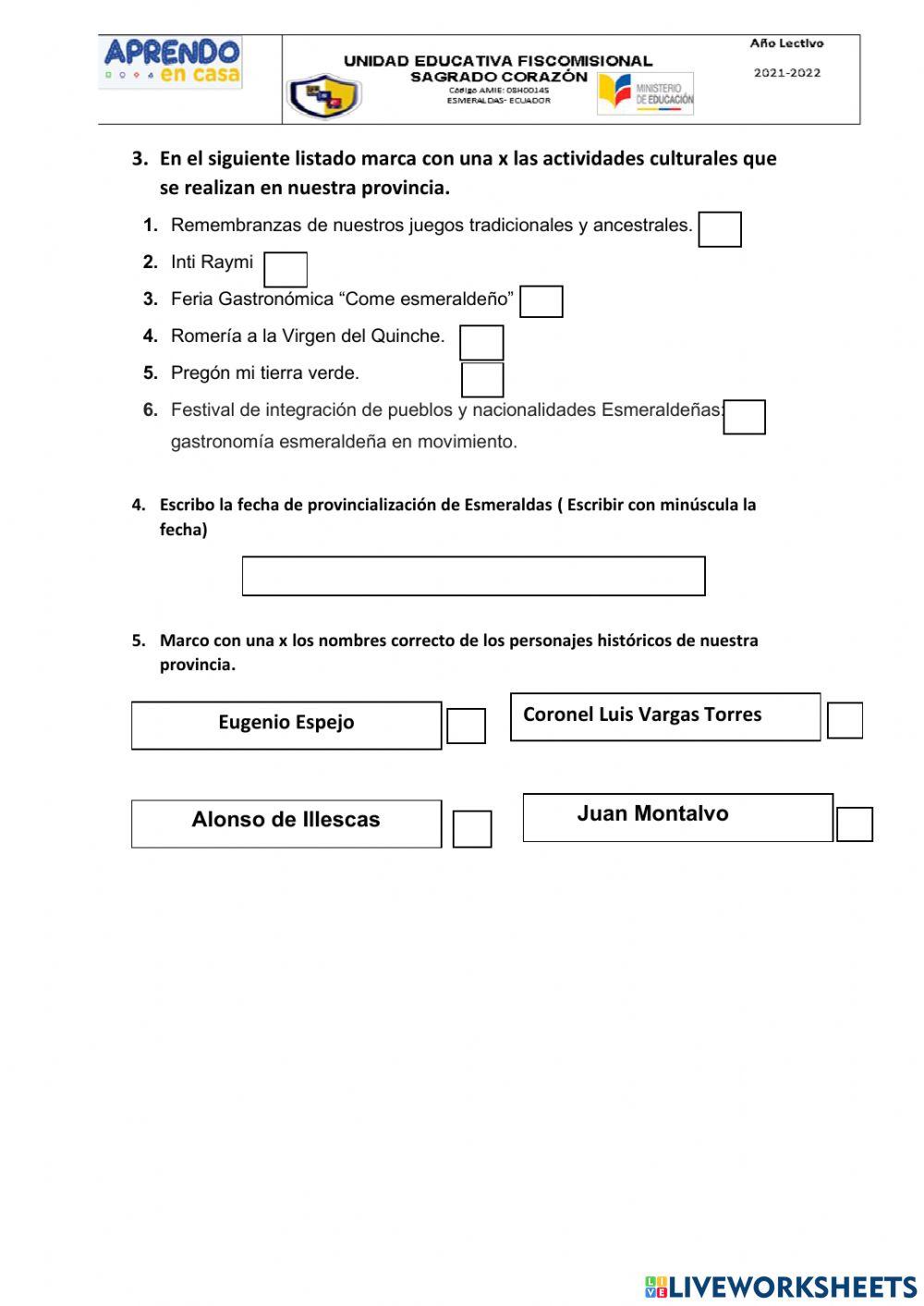 Actividades Culturales de las provincias