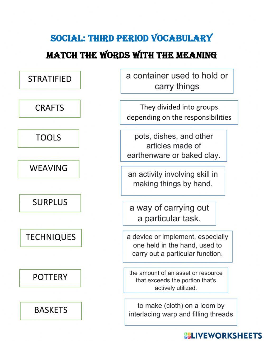 Vocabulary Social Third period