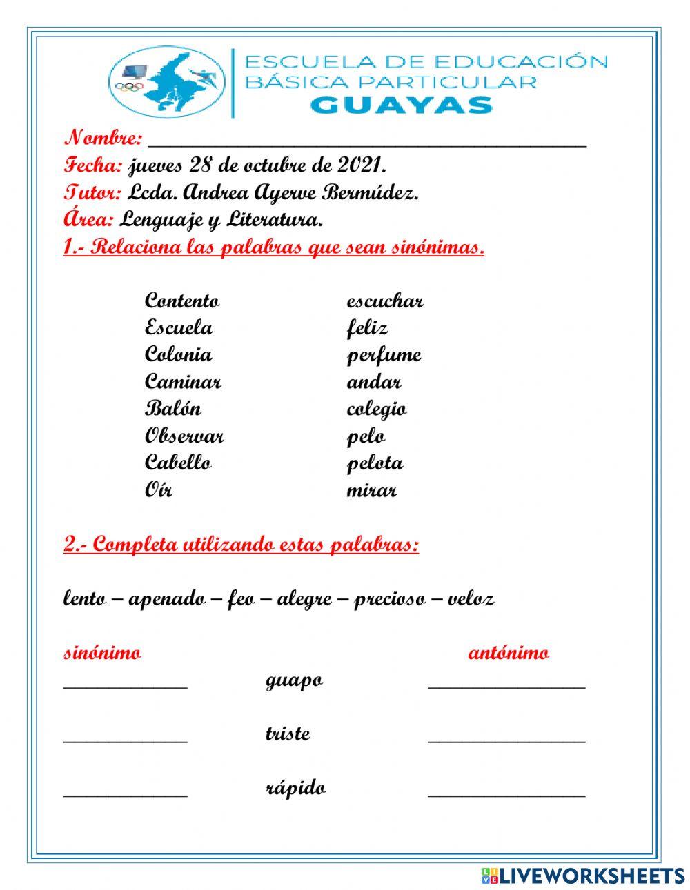 Sinónimos y Antónimos