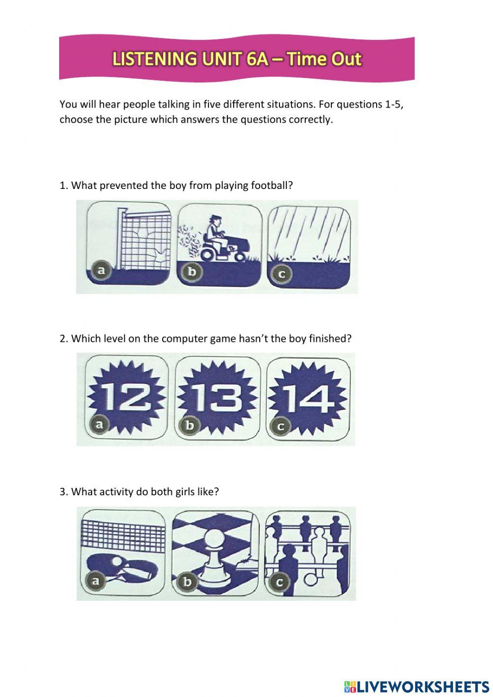 Listening Unit 6 Time Out