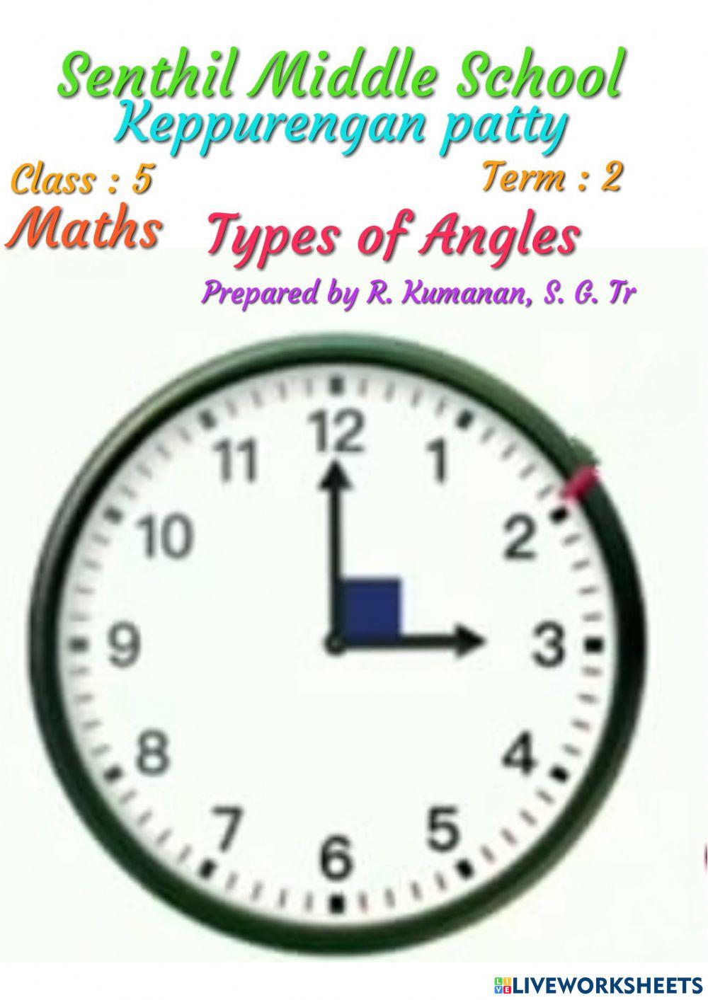 2 nd TERM- 5th STD- MATHS- UNIT:3 PATTERNS- TYPES OF ANGLES- PREPARED BY R.KUMANAN,SENTHIL MIDDLE SCHOOL, KEPPURENGAN PATTY.