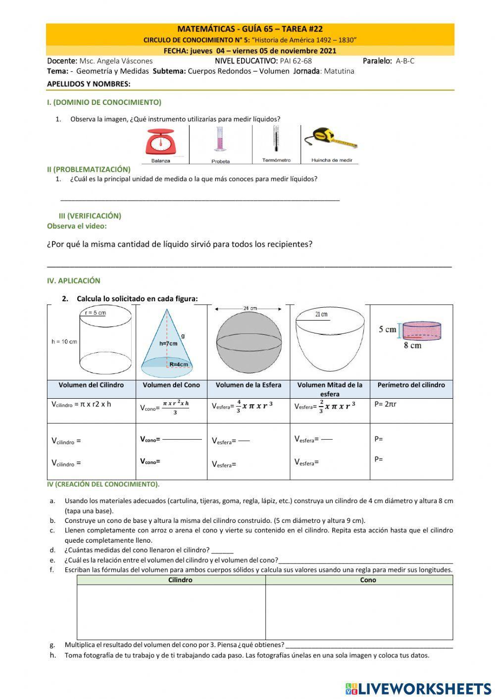Volumen de cuerpos redondos