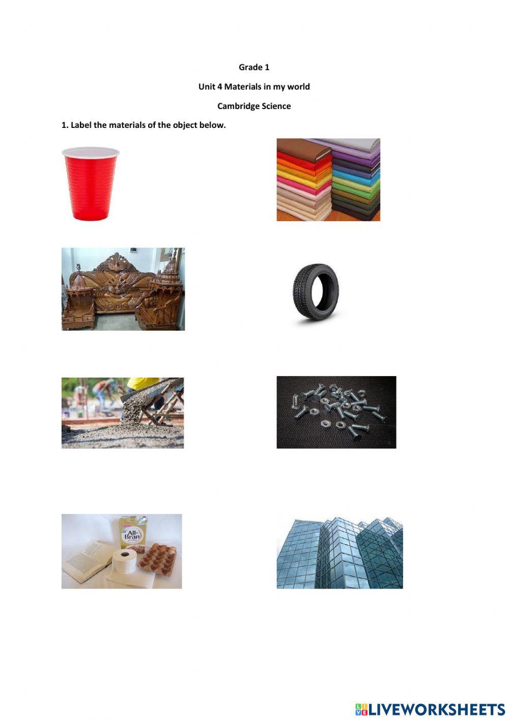 Unit 4 Materials in my world