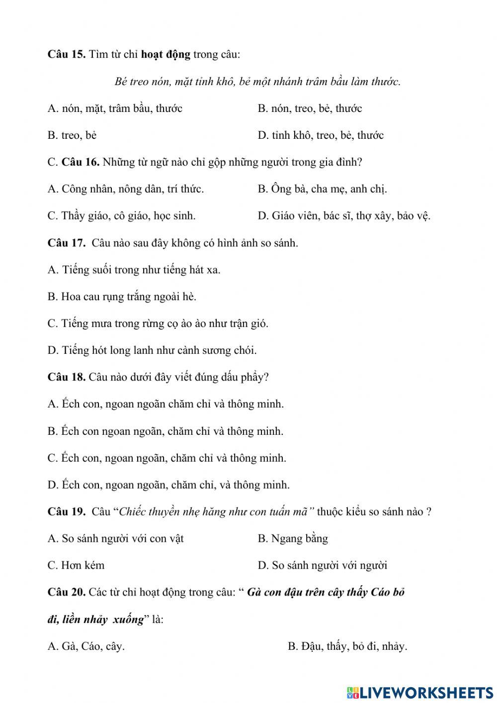 Phiếu tv ôn giữa kì