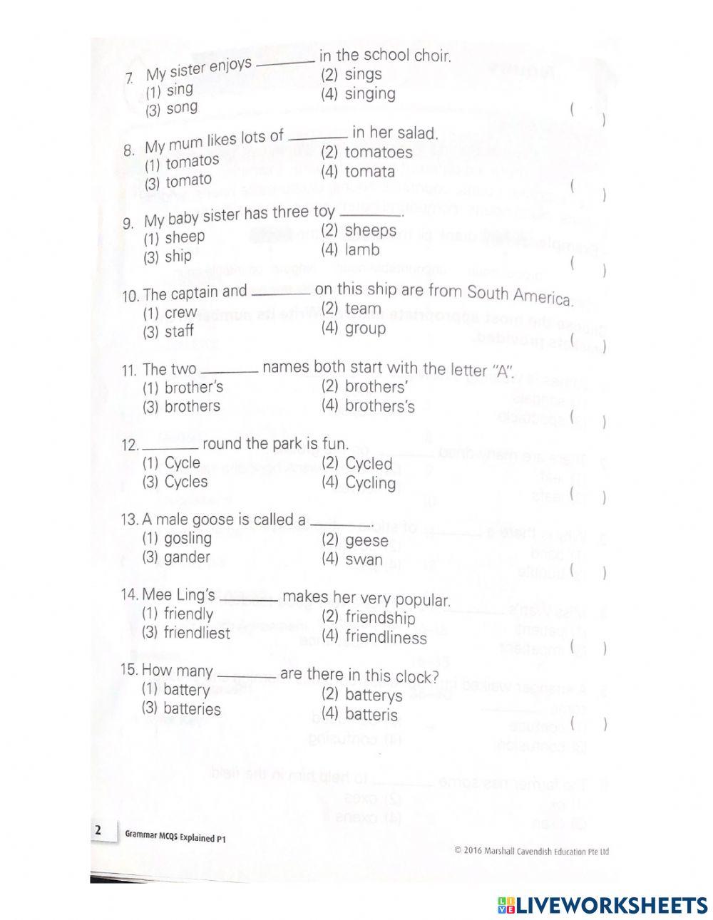 GRAMMAR exercise interactive activity | Live Worksheets