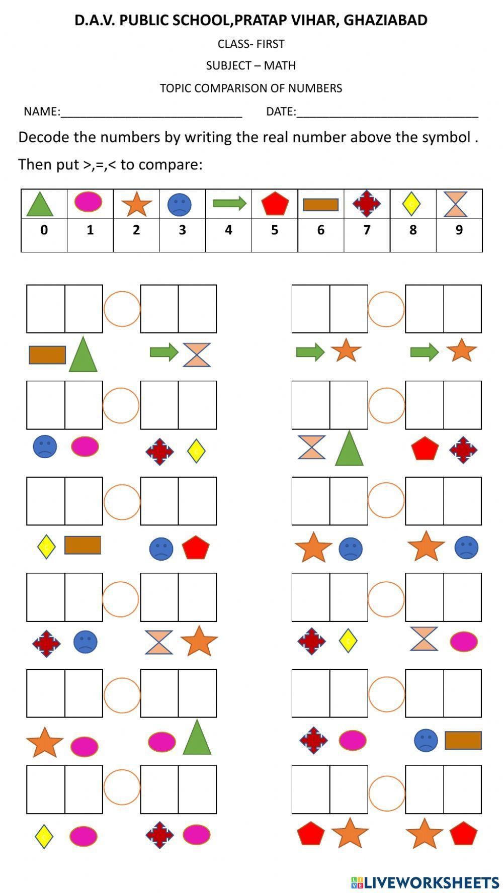 Compare the numbers up to 99