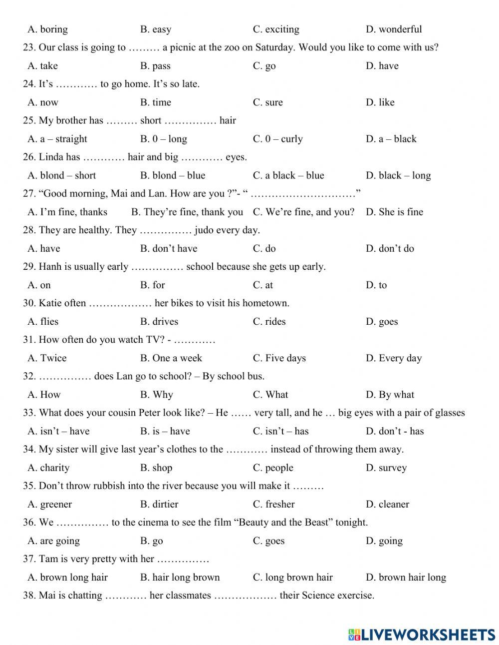 Grade 6 - Mid term test revision cont.4