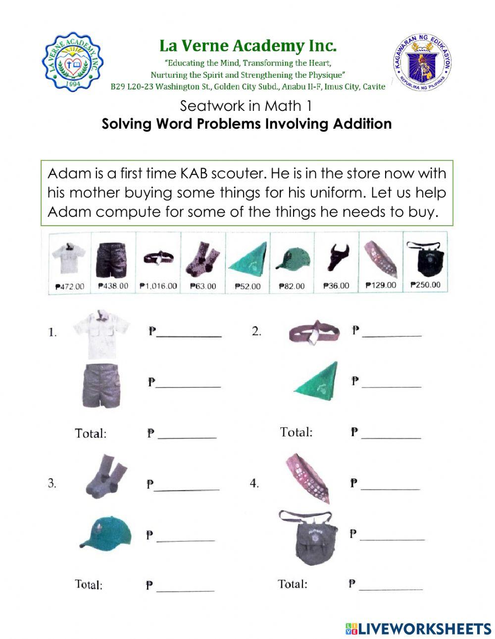 Solving word problems involving addition 4017895
