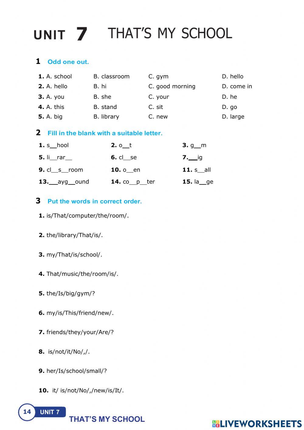 Unit 7 That's my school