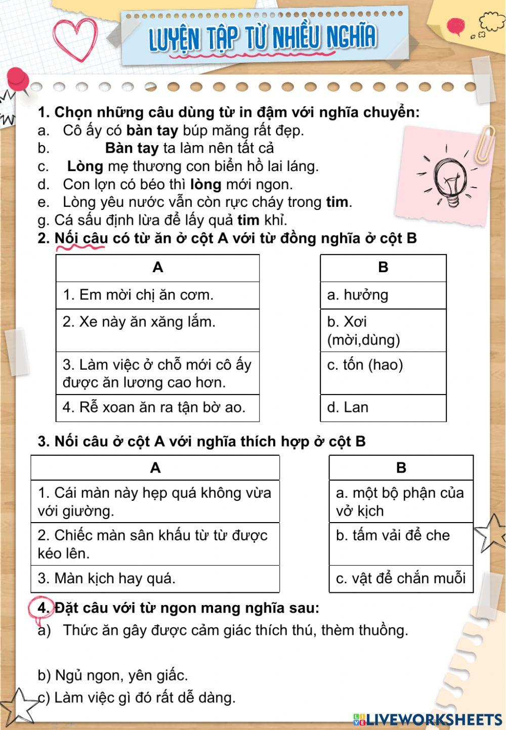 Luyện tập từ nhiều nghĩa