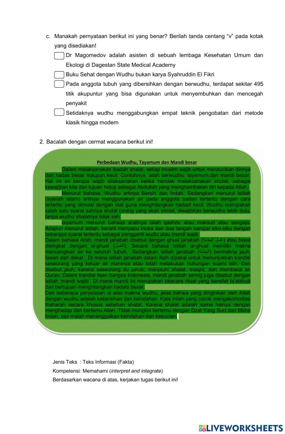 Lkpd wudhu tayamum dan mandi besar