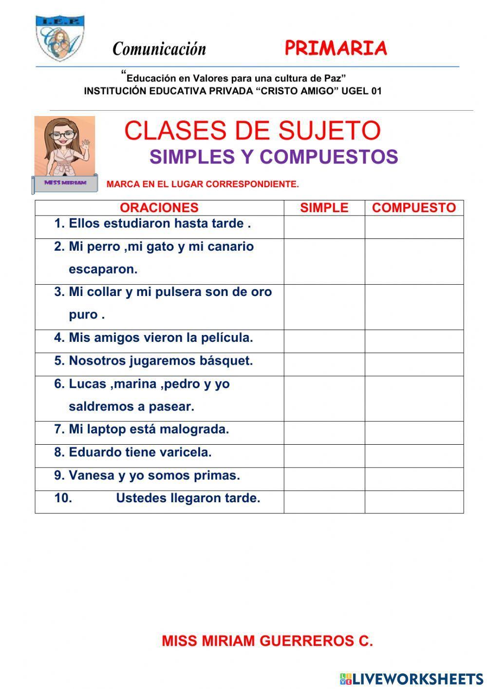 Sujeto simple y compuesto