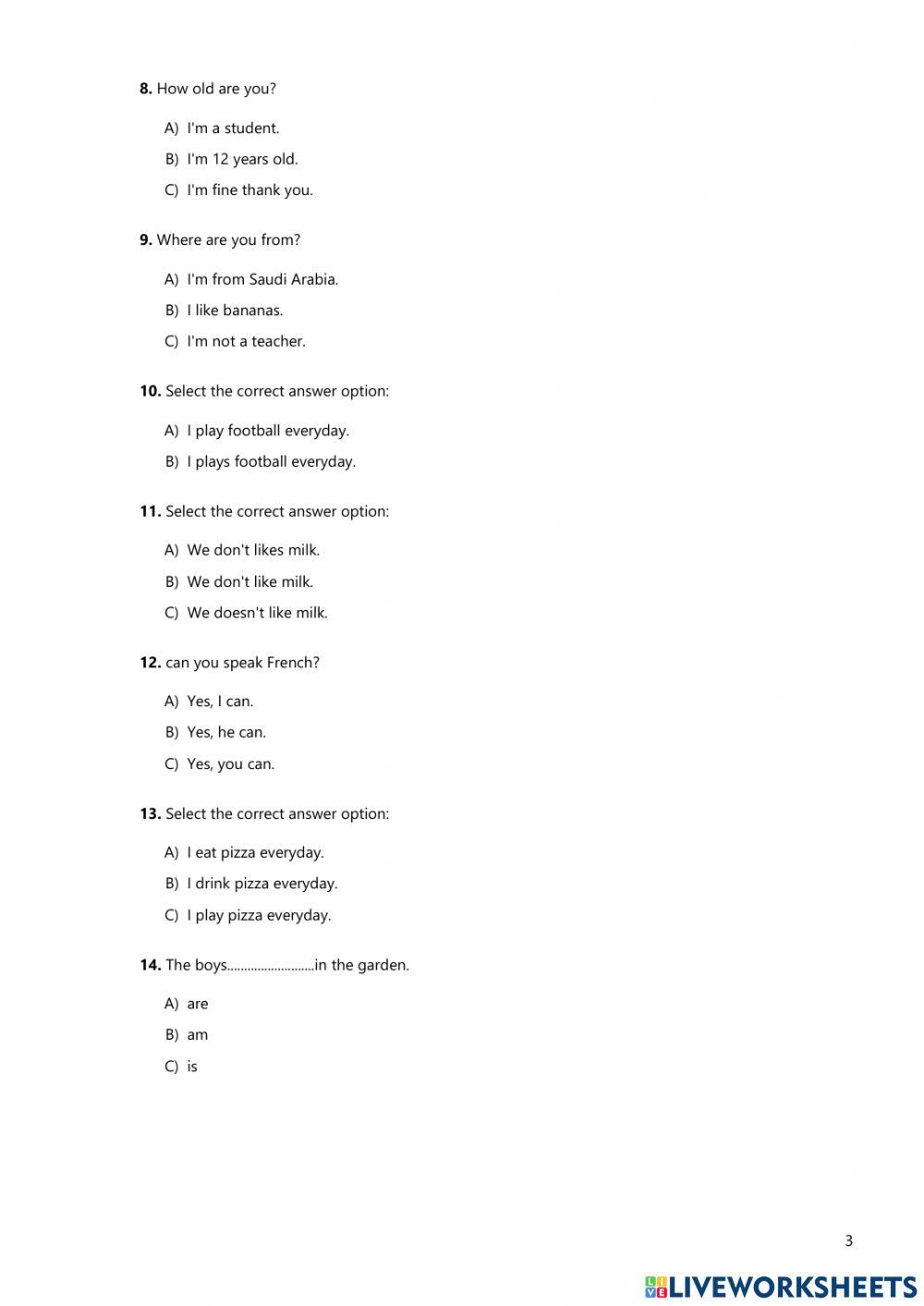 English placement for kids