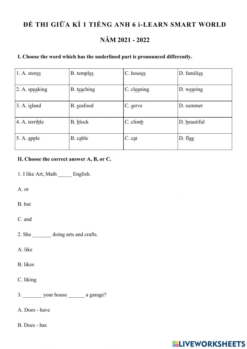 Smart word 6 midterm test