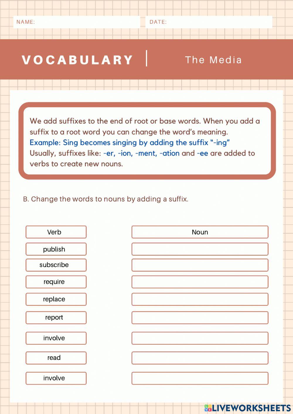 Vocabulary unit 7 the media form 5