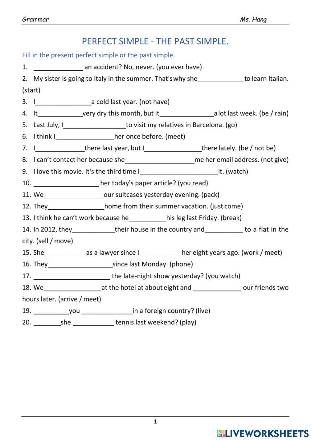 Past simple - present perfect