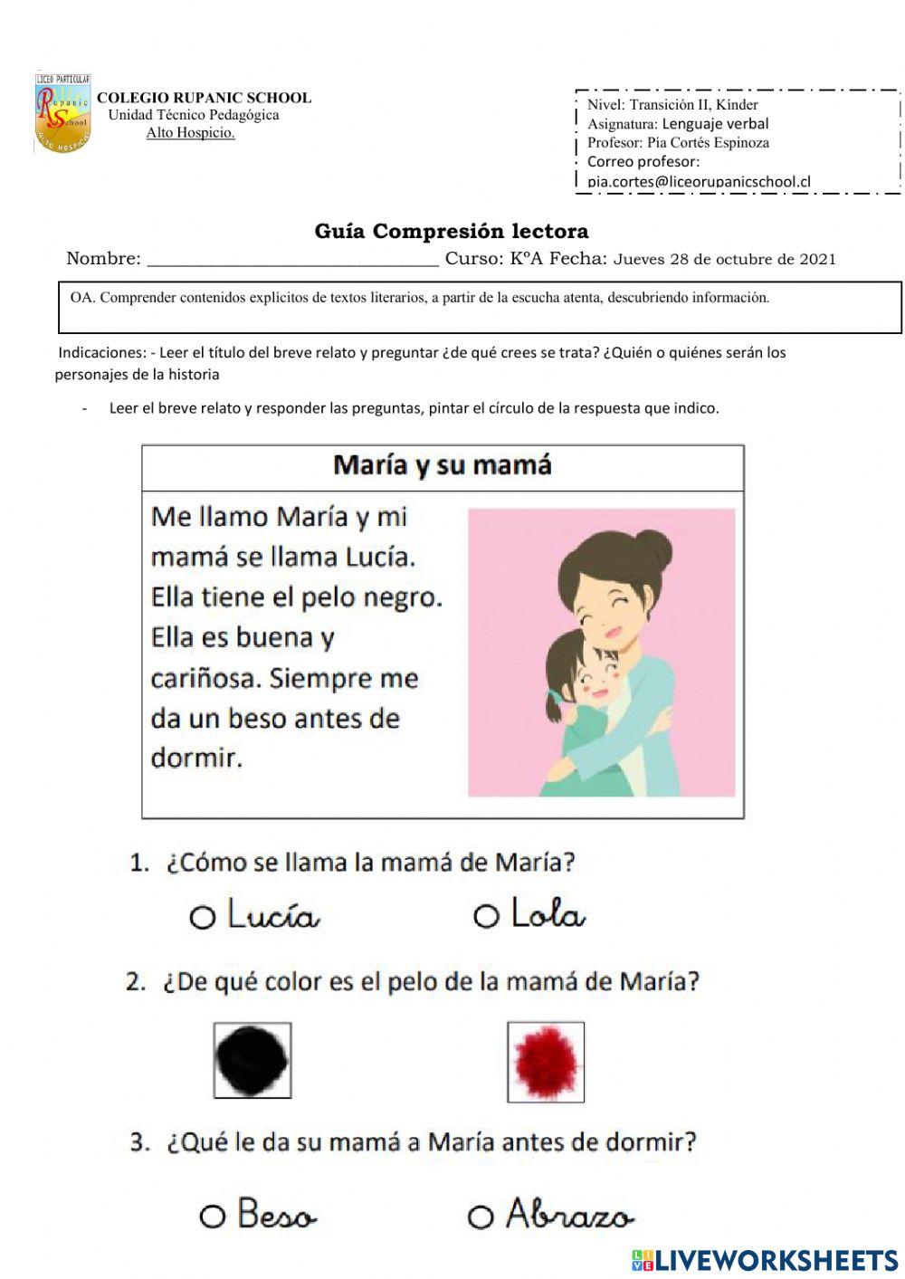 Compresiòn lectora maria y su mama