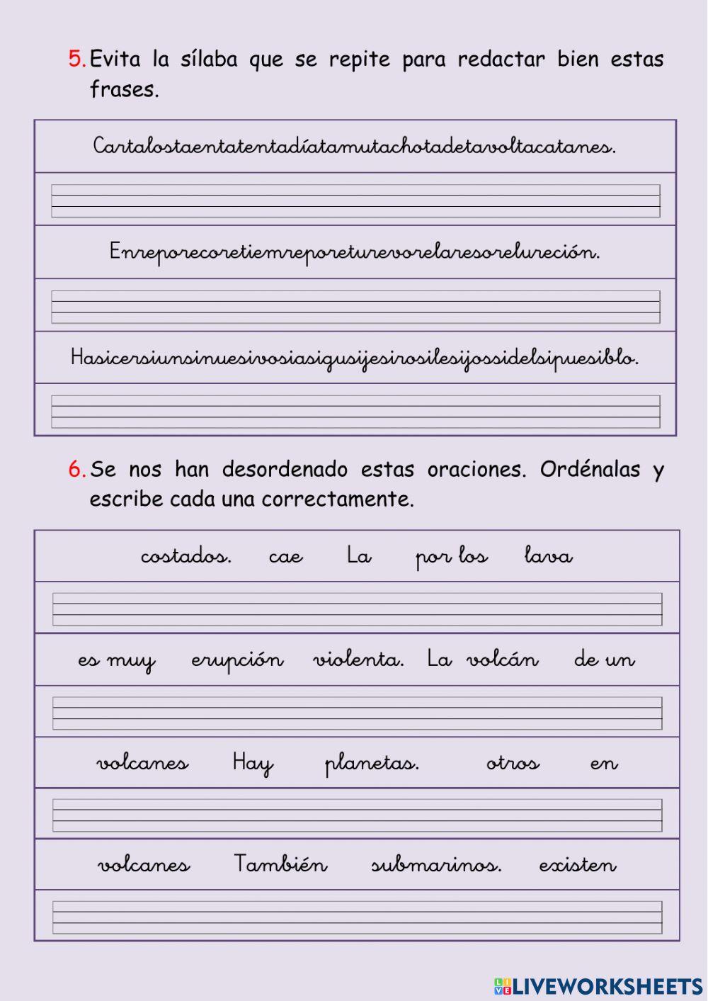 Repaso de lengua 2º mes de octubre