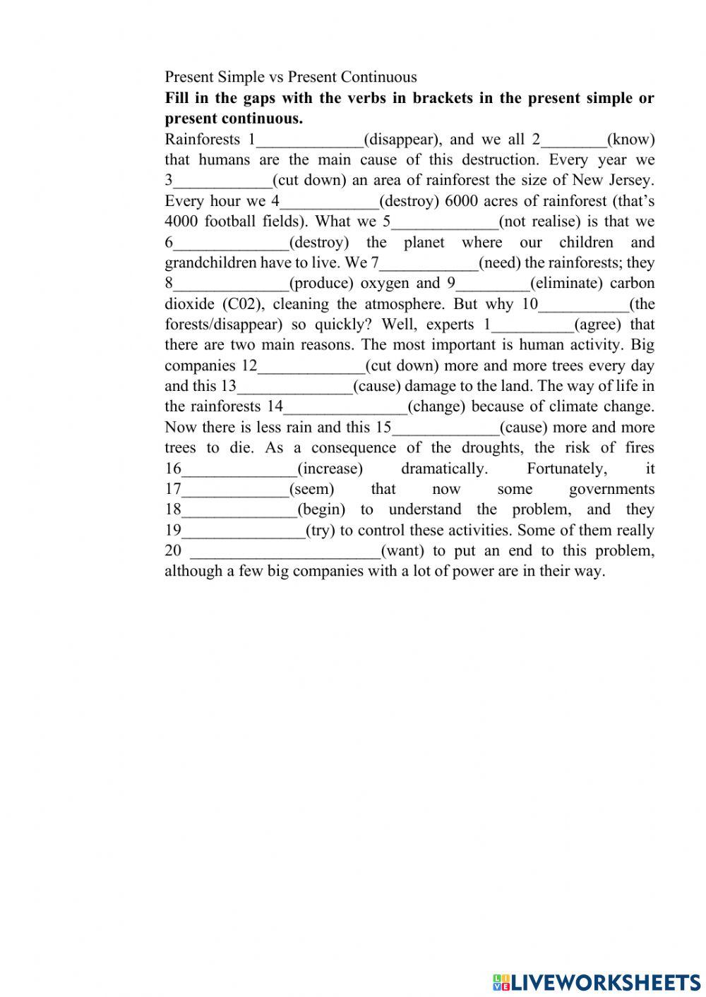 Present Simple vs Present Continuous