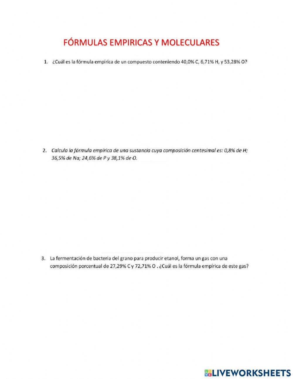 Formulas moleculares