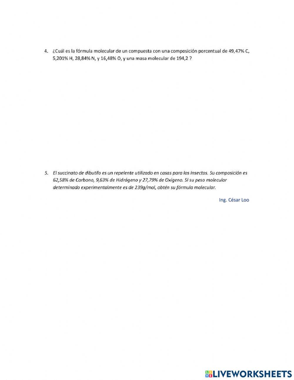 Formulas moleculares