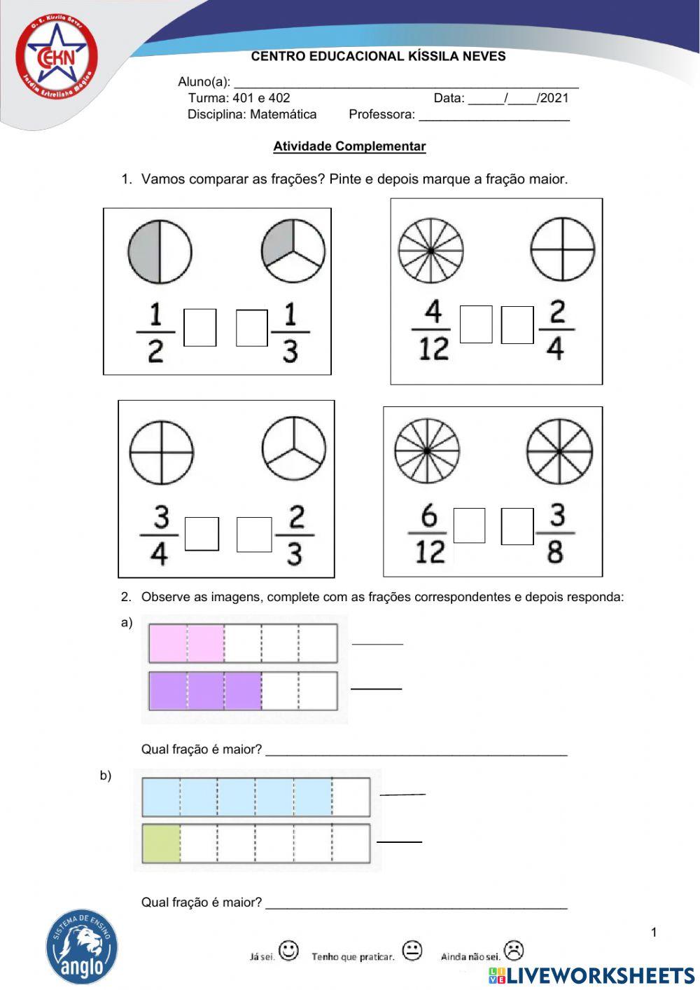 Comparação de fração