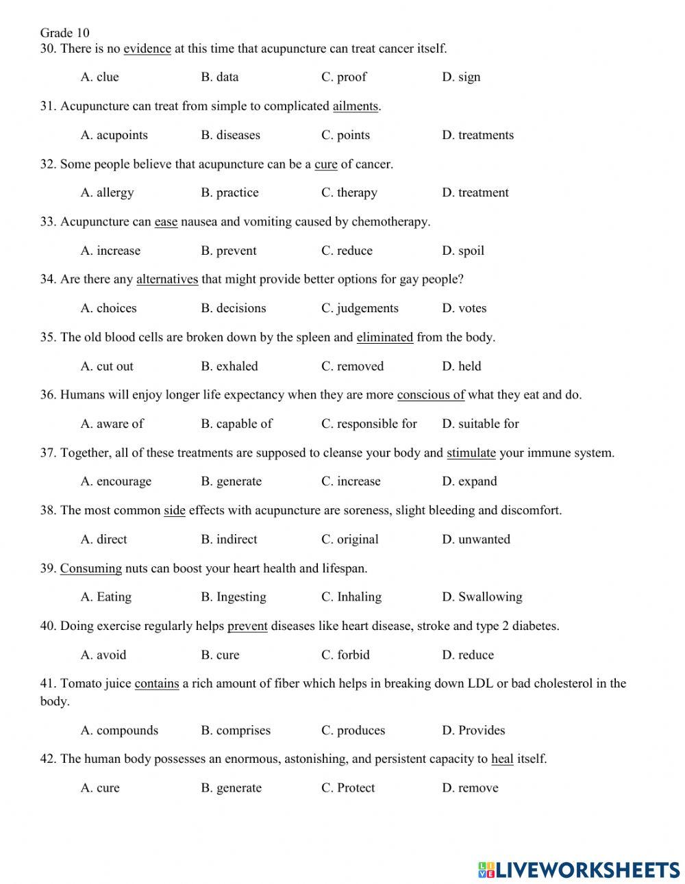 Test for unit 2-grade 10 (thí điểm)