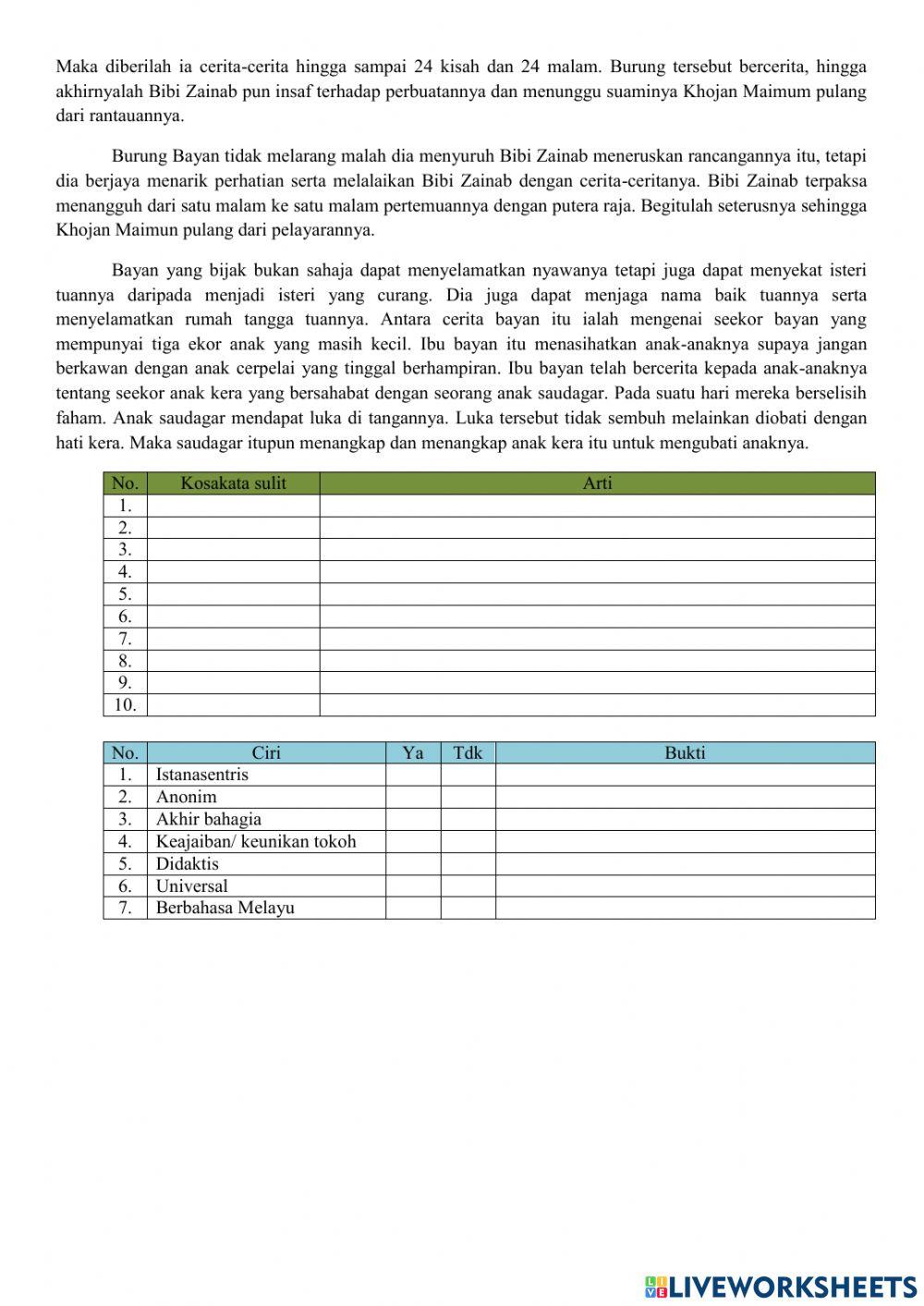 Lembar Kerja Hikayat