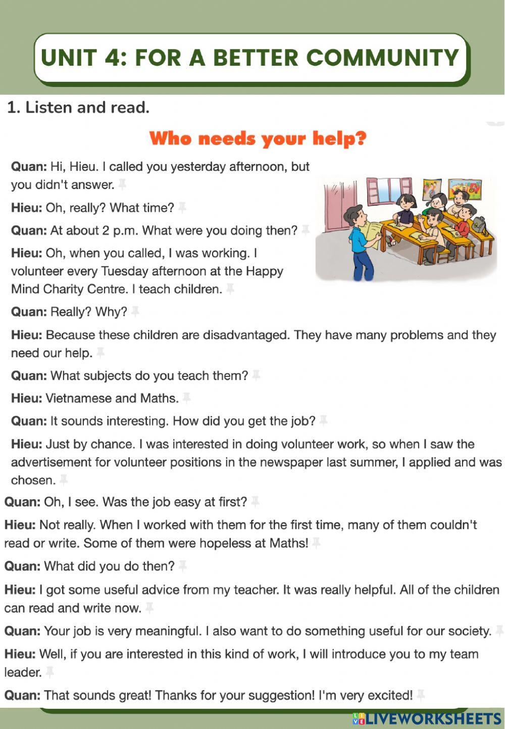 Unit 4: for a better community