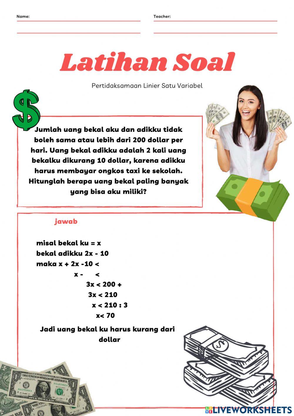 Pertidaksamaan Linier Satu Variabel