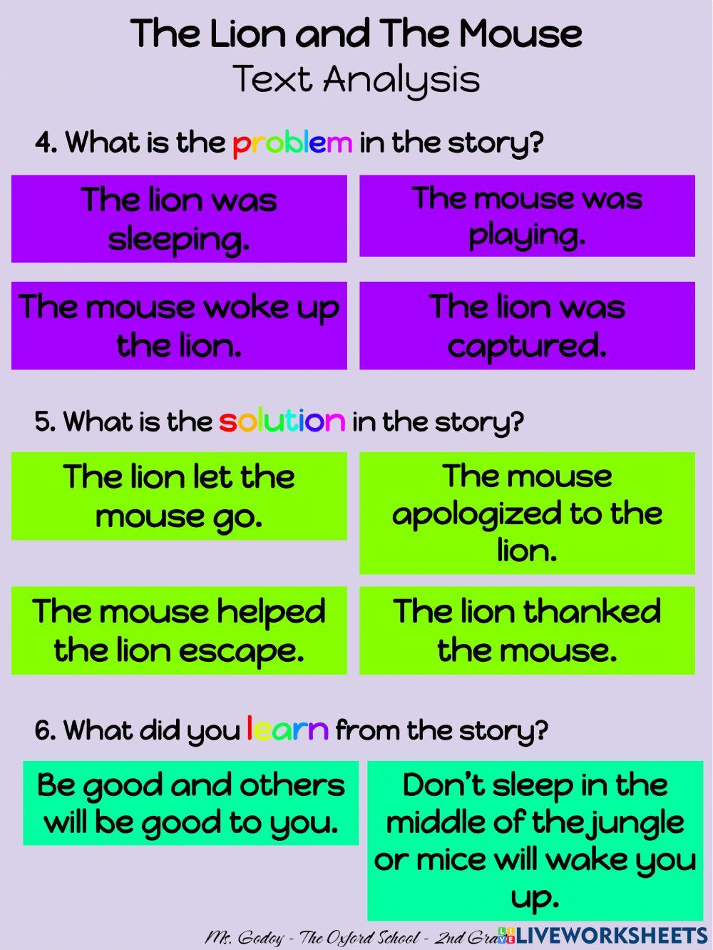 The Lion and The Mouse - Text Analysis