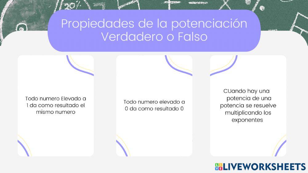 Ejercicio propiedades potenciacion