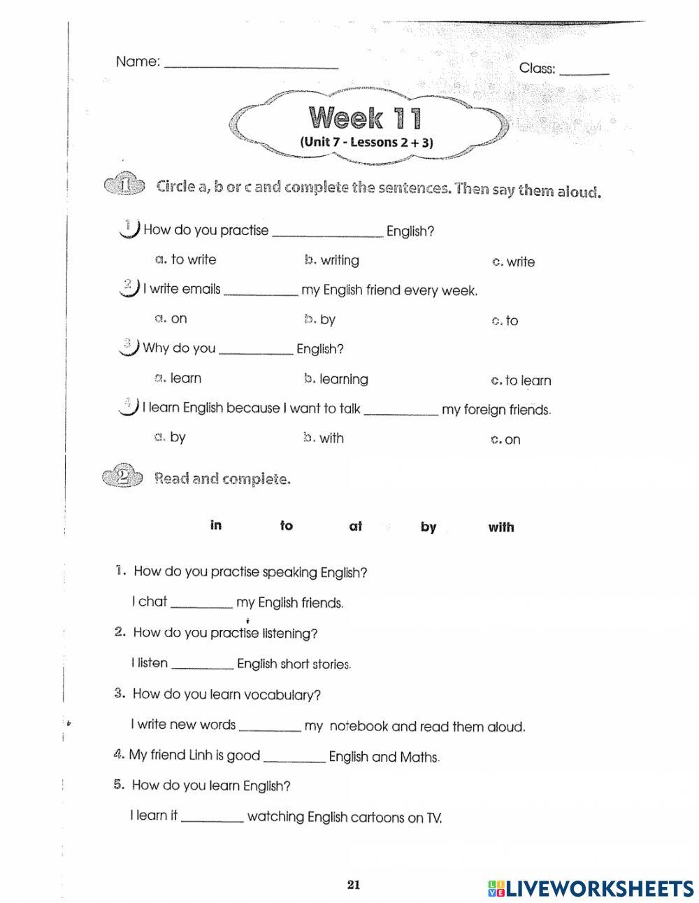 English online exercise for 5 | Live Worksheets