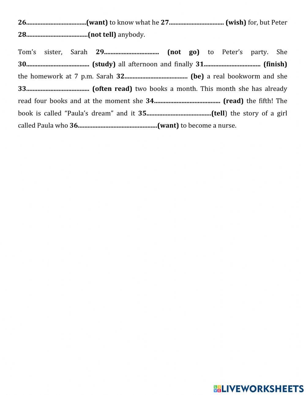 Present simple, present continuous, simple past tense.