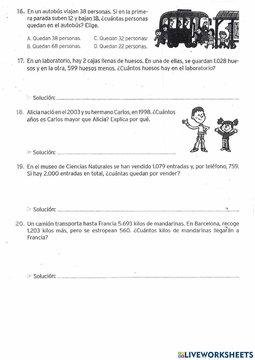 Problemas con sumas y restas