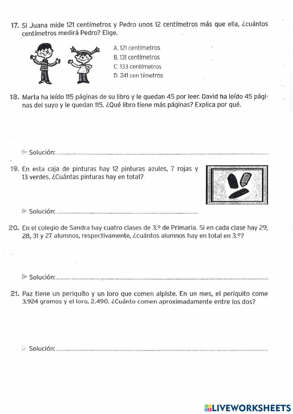 Problemas sumas y restas