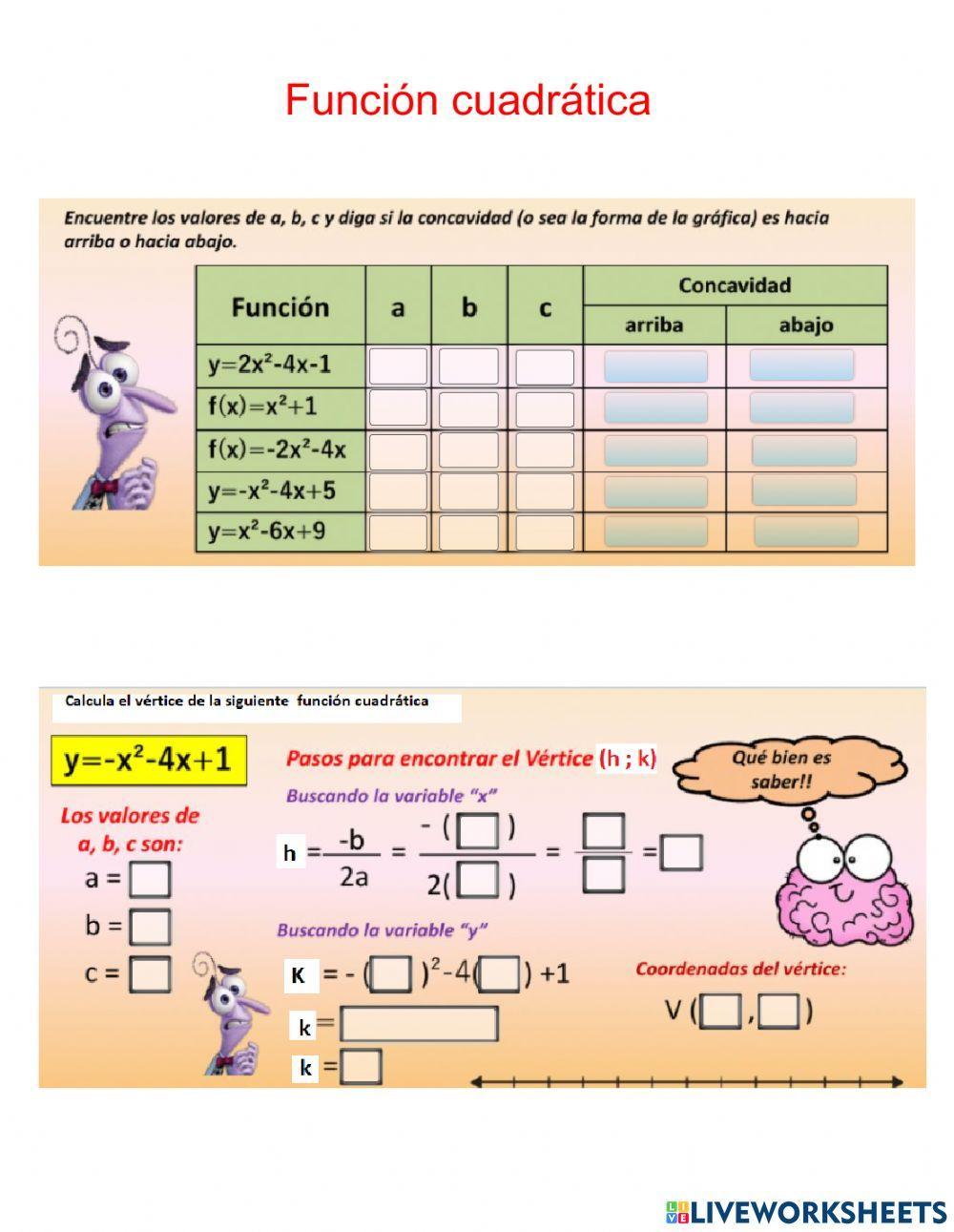 Practicando Funciones lineales y cuadráticas
