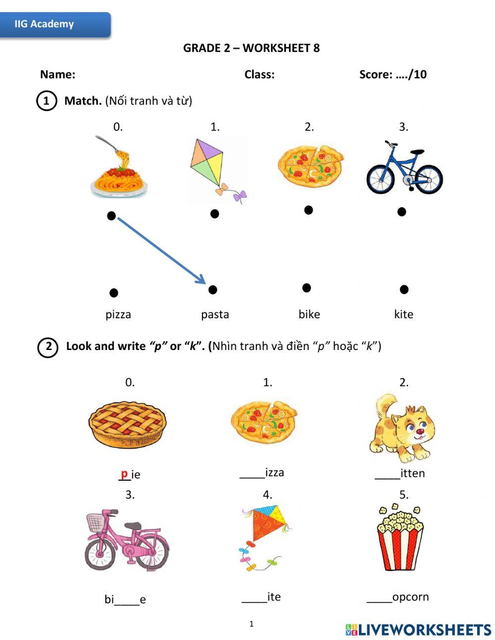 IIG-Grade 2-Worksheet 8